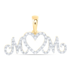 10k Gold 1/5 CTW-Natural Diamond Gift "Mom" Heart Pendant