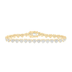 14k Gold 2 1/3 CTW-Natural Diamond Fashion (6.10MM) Heart Bracelet (7 Inch )