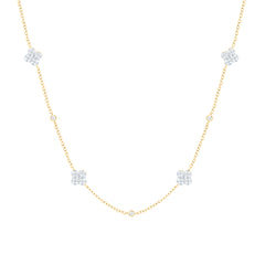 10k Gold 1/3 CTW-Natural Diamond Fashion Clover Necklace (18 Inch )