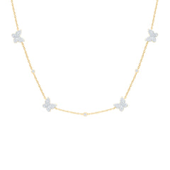 10k Gold 1/2 CTW-Natural Diamond Fashion Butterfly Necklace (18 Inch )