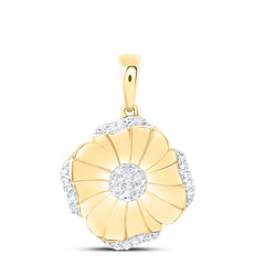 10k Gold 1/5 CTW-Natural Diamond Fashion Flower Pendant