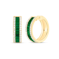 14k Gold 3/4 CTW-Natural Diamond 1 7/8 CTW-Bag-Em Natural Gemstone Hoop Earring