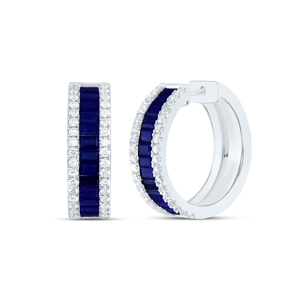 14k Gold 3/4 CTW-Natural Diamond 2 CTW-Bag-Bs Natural Gemstone Hoop Earring