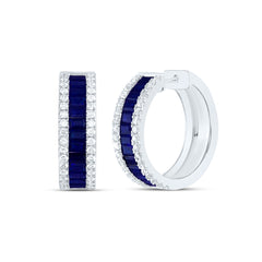 14k Gold 3/4 CTW-Natural Diamond 2 CTW-Bag-Bs Natural Gemstone Hoop Earring