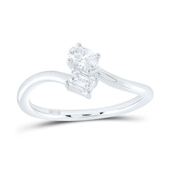 14k Gold 1/2 CTW-Natural Diamond I1 Ij 1/4 Ct-Cem, 1/4 Ct-Cov, Fashion 2 Stone Ring