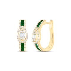 14k Gold 1/2 CTW-Natural Diamond 1/2 CTW-Pc-Em Natural Gemstone Pear Earring
