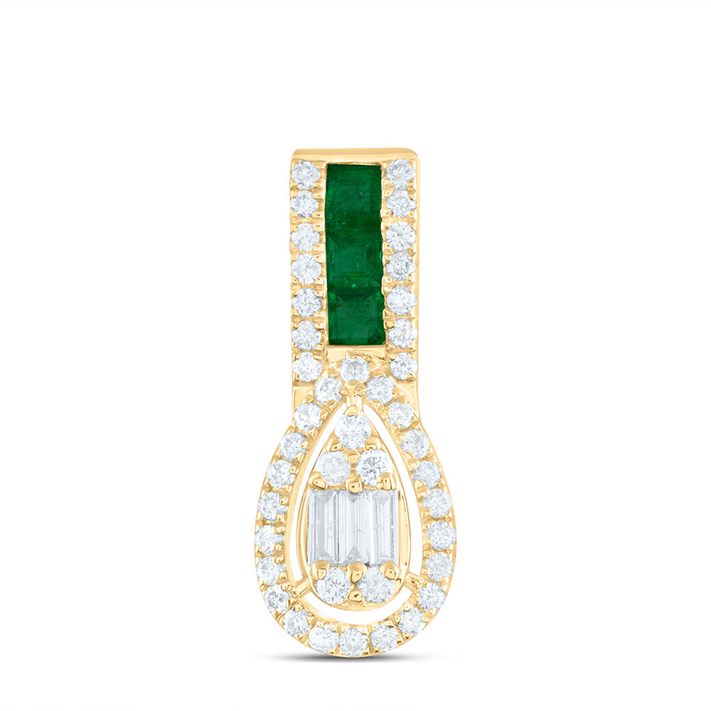 14k Gold 1/5 CTW-Natural Diamond 1/6 CTW-Pr-Em Natural Gemstone Pear Pendant