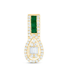 14k Gold 1/5 CTW-Natural Diamond 1/6 CTW-Pr-Em Natural Gemstone Pear Pendant