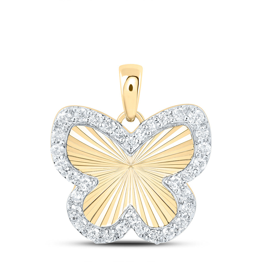 14k Gold 1/4 CTW-Natural Diamond Fashion Butterfly Pendant