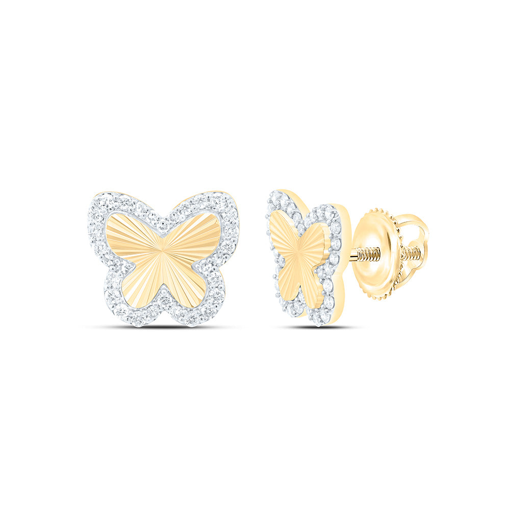 10k Gold 3/8 CTW-Natural Diamond Fashion Butterfly Earring