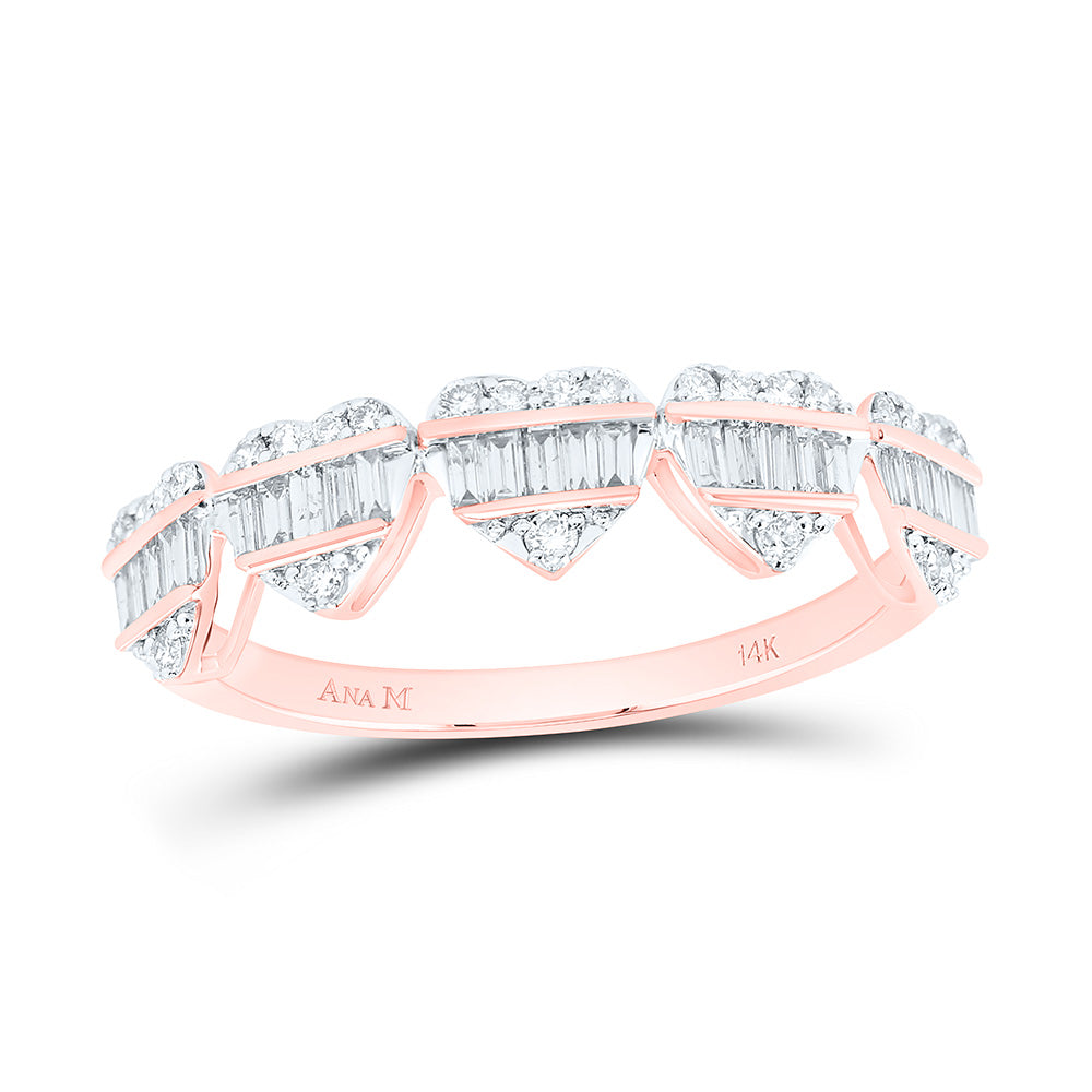 14k Gold 3/8 CTW-Natural Diamond Fashion Heart Band