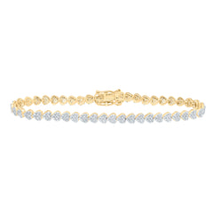 14k Gold 7/8 CTW-Natural Diamond Fashion Heart Bracelet (7 Inch )