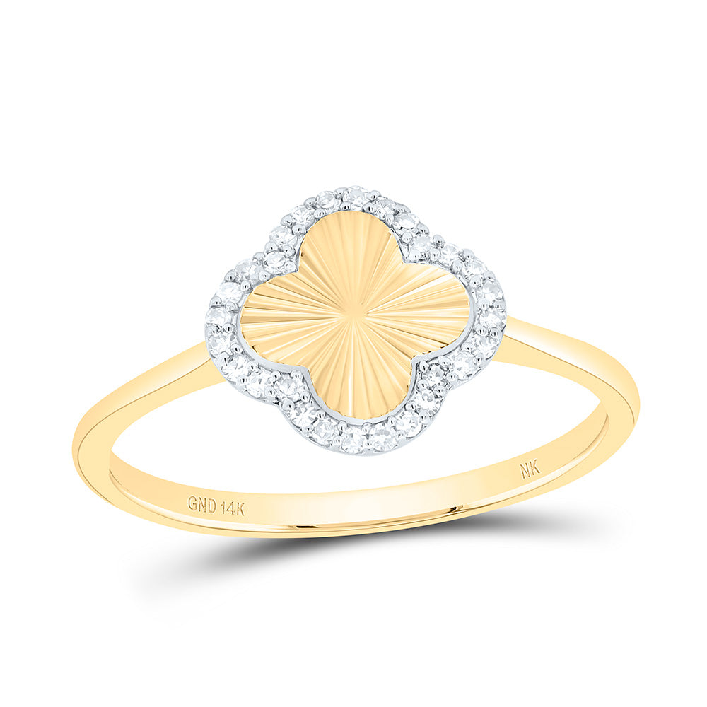 14k Gold 1/10 CTW-Natural Diamond Gift Clover Ring