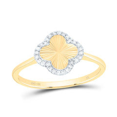 14k Gold 1/10 CTW-Natural Diamond Gift Clover Ring