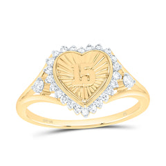 10k Gold 1/5 CTW-Natural Diamond Gift "15" Heart Ring
