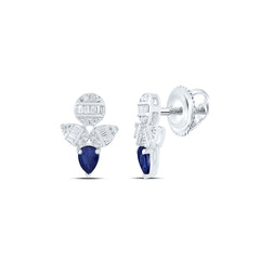 14k Gold 1/5 CTW-Natural Diamond 3/8 CTWps-Bs Natural Gemstone Earring