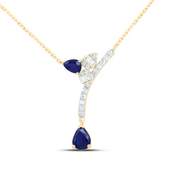 14k Gold 1/8 CTW-Natural Diamond 1/2 CTWps-Bs Natural Gemstone Pear Necklace (18 Inch )