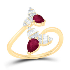 14k Gold 1/6 CTW-Natural Diamond 1/2 CTWps-Ruby Natural Gemstone Ring