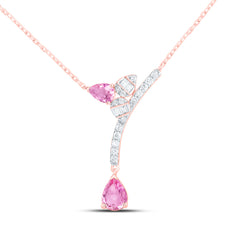 14k Gold 1/8 CTW-Natural Diamond 1/2 CTWps-Pi Sapp Natural Gemstone Pear Necklace (18 Inch )