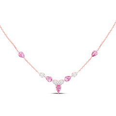 14k Gold 1/10 CTW-Natural Diamond 1 CTWps-Pi Sapp Natural Gemstone Pear Necklace (18 Inch )
