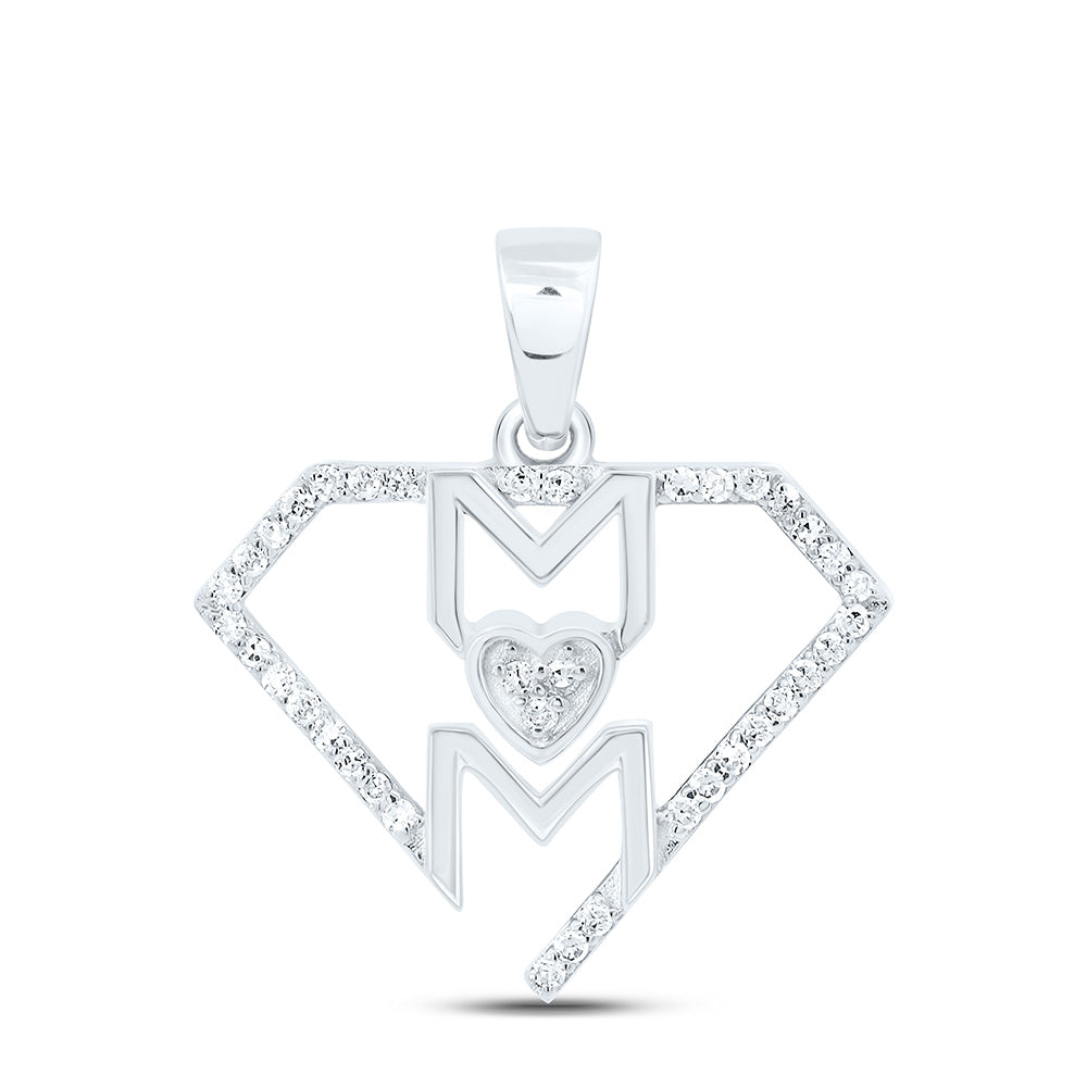 10k Gold 1/8 CTW-Natural Diamond Gift Super Mom Heart Pendant