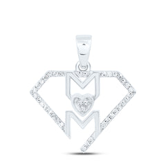 10k Gold 1/8 CTW-Natural Diamond Gift Super Mom Heart Pendant
