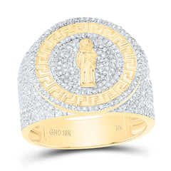 10k Gold 1 1/3 CTW-Natural Diamond St.Jude Round Mens Ring
