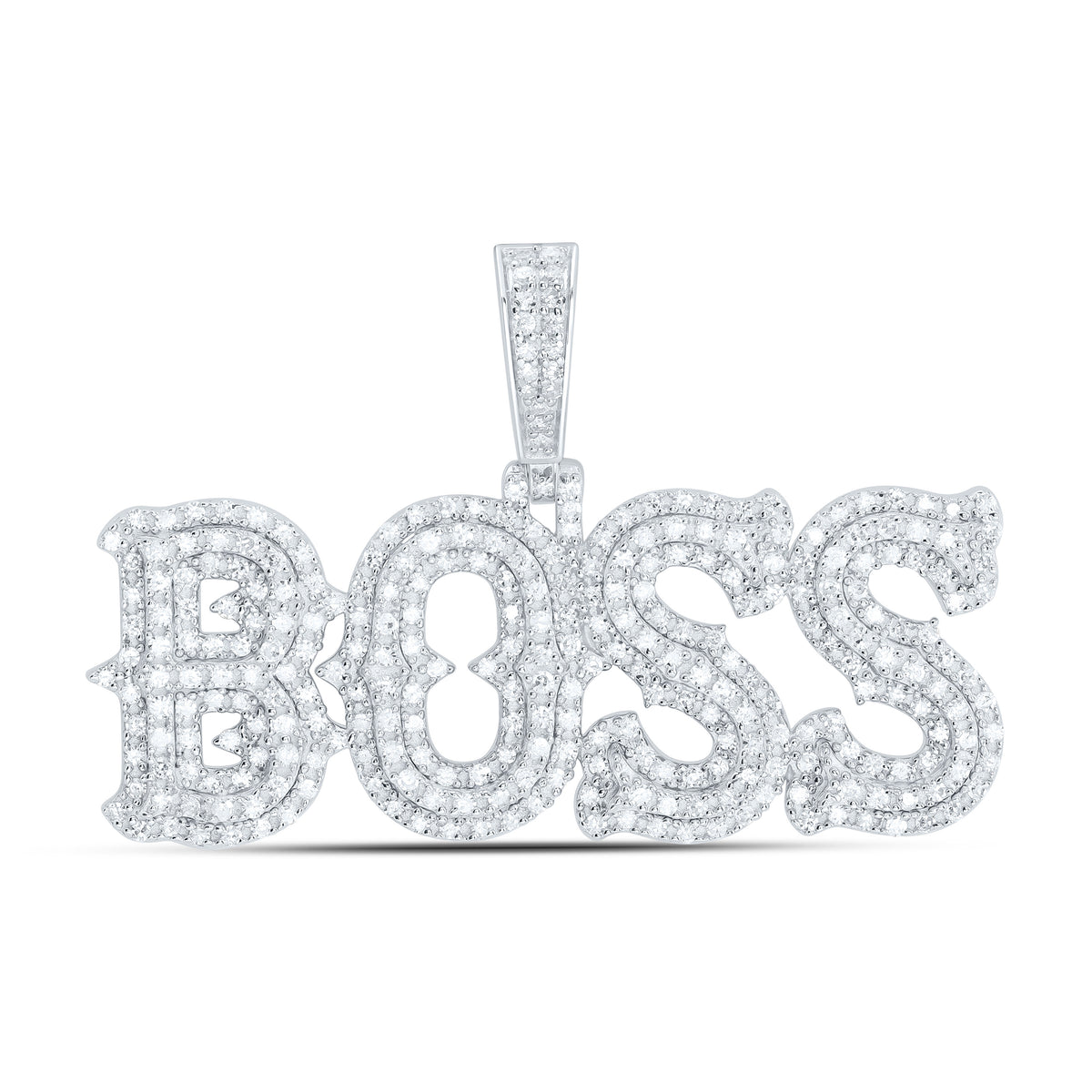 Sterling Silver 1 CTW-Natural Diamond "Boss" Mens Charm