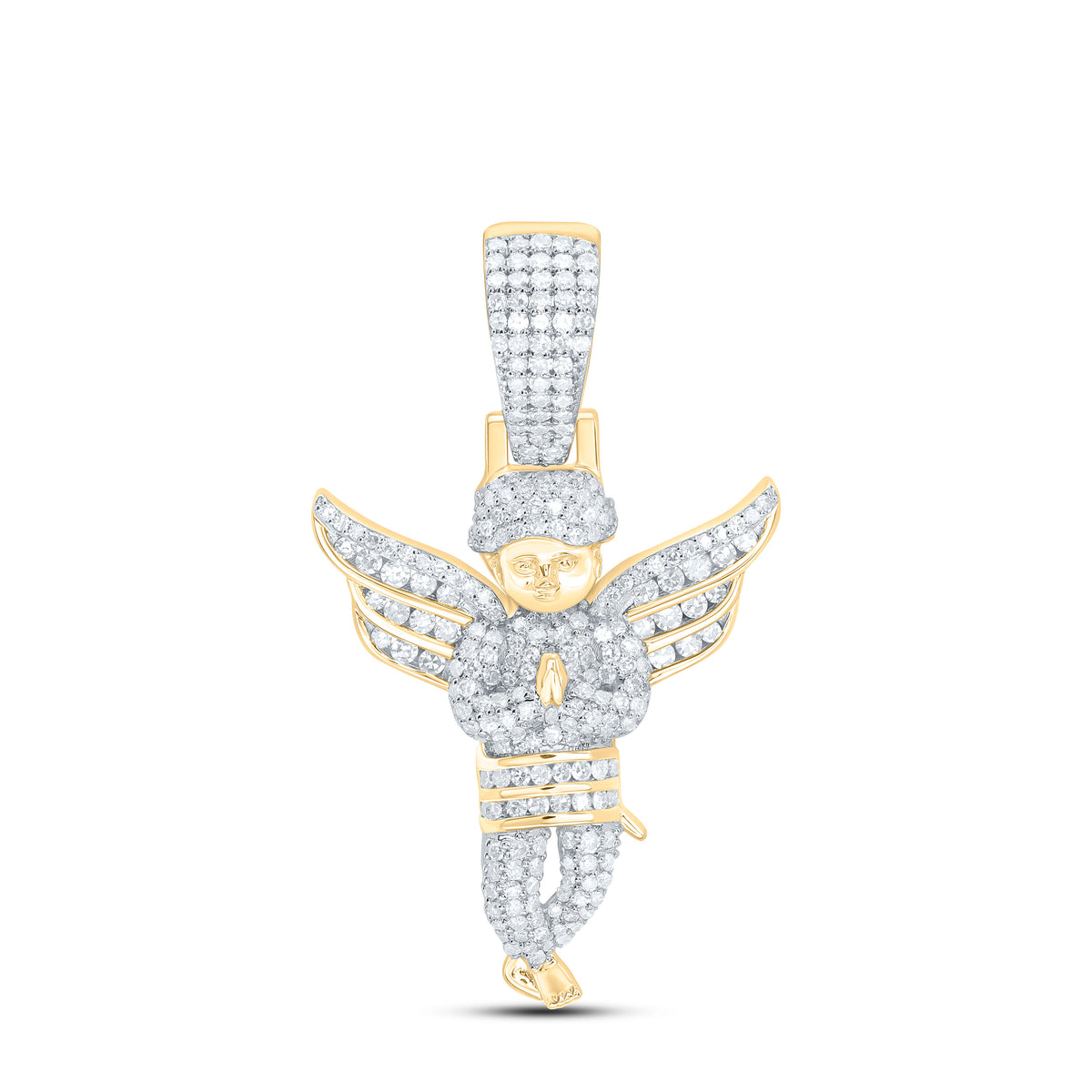 10k Gold 7/8 CTW-Natural Diamond "Angel" Mens Charm