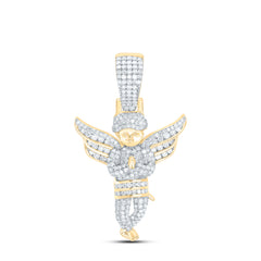 10k Gold 7/8 CTW-Natural Diamond "Angel" Mens Charm