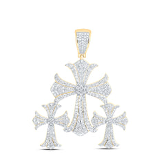 10k Gold 2 CTW-Natural Diamond Three Cross Men'S Charm