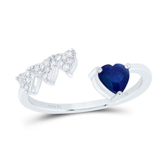 14k Gold 1/12 CTW-Natural Diamond 5MM-Ht-Bs Natural Gemstone Heart Ring