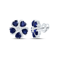 14k Gold 1/5 CTW-Natural Diamond 2 CTW-Ht-Bs, Natural Gemstone Heart Flower Earring