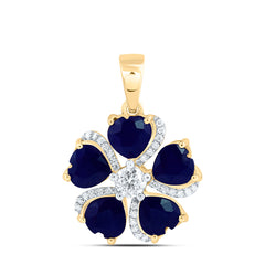 14k Gold 1/4 CTW-Natural Diamond 2 CTW-Ht-Bs, Natural Gemstone Heart Flower Pendant