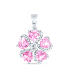 14k Gold 1/4 CTW-Natural Diamond 2 1/3 CTW-Ht-Pi Sapp, Natural Gemstone Heart Flower Pendant