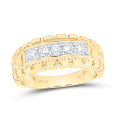 14k Gold 1/2 CTW-Natural Diamond Nugget Mens Ring