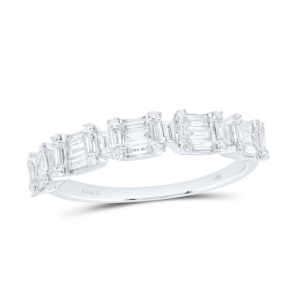 14k Gold 1/2 CTW-Natural Diamond Fashion Emerald Band