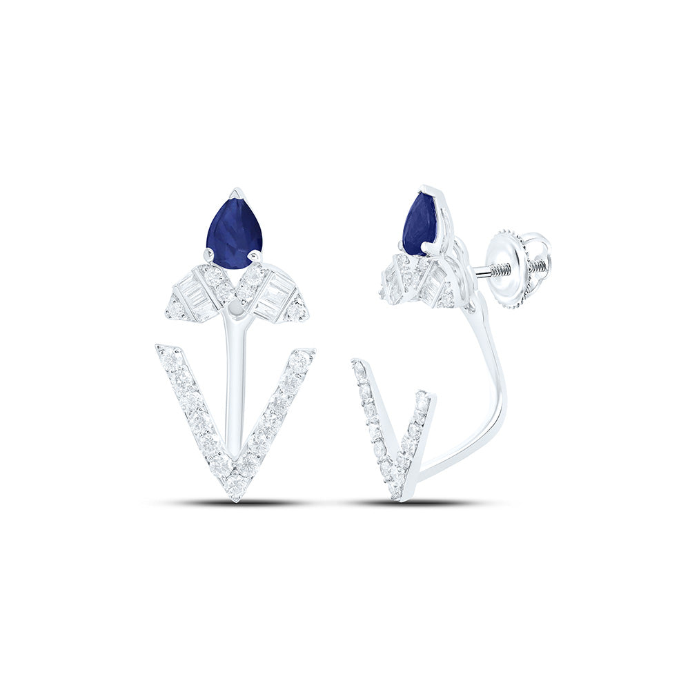 14k Gold 1/3 CTW-Natural Diamond 1/3 CTW-Ps-Bs Natural Gemstone Earring