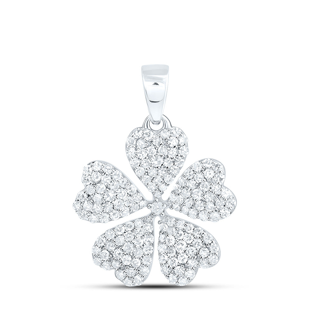 10k Gold 5/8 CTW- Natural Diamond Fashion Heart Flower Pendant