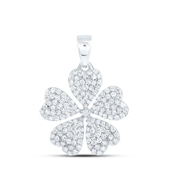 10k Gold 5/8 CTW- Natural Diamond Fashion Heart Flower Pendant