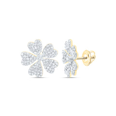 10k Gold 1/2 CTW- Natural Diamond Fashion Heart Flower Earring