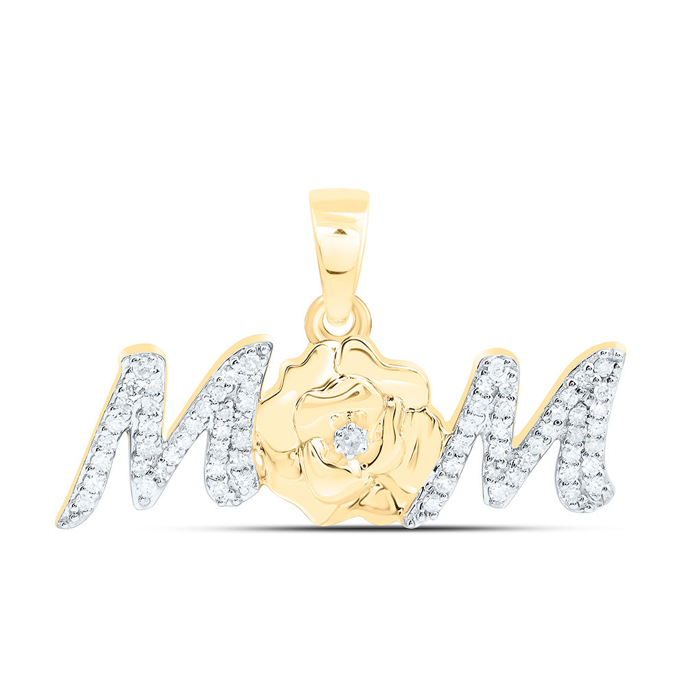 10k Gold 1/5 CTW-Natural Diamond Gift "Mom" Pendant