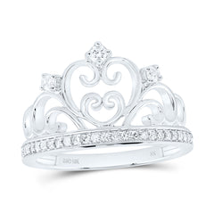 10k Gold 1/5 CTW-Natural Diamond Fashion Heart Crown Ring
