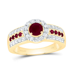 14k Gold 1/2 CTW-Natural Diamond 3/4 CTW-Rd-Ru,Natural Gemstone Round Ring