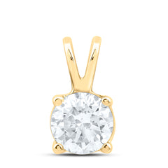 14k Gold 3/4 CTW-Natural Diamond I1 Ij Round Solitaire Pendant