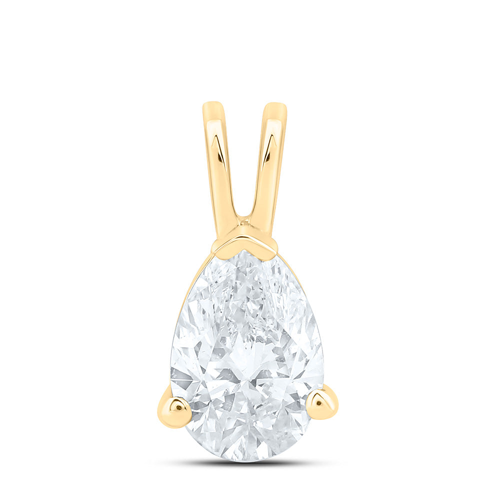 14k Gold 1/2 CTW-Natural Diamond I1 Ij Pear Solitaire Pendant