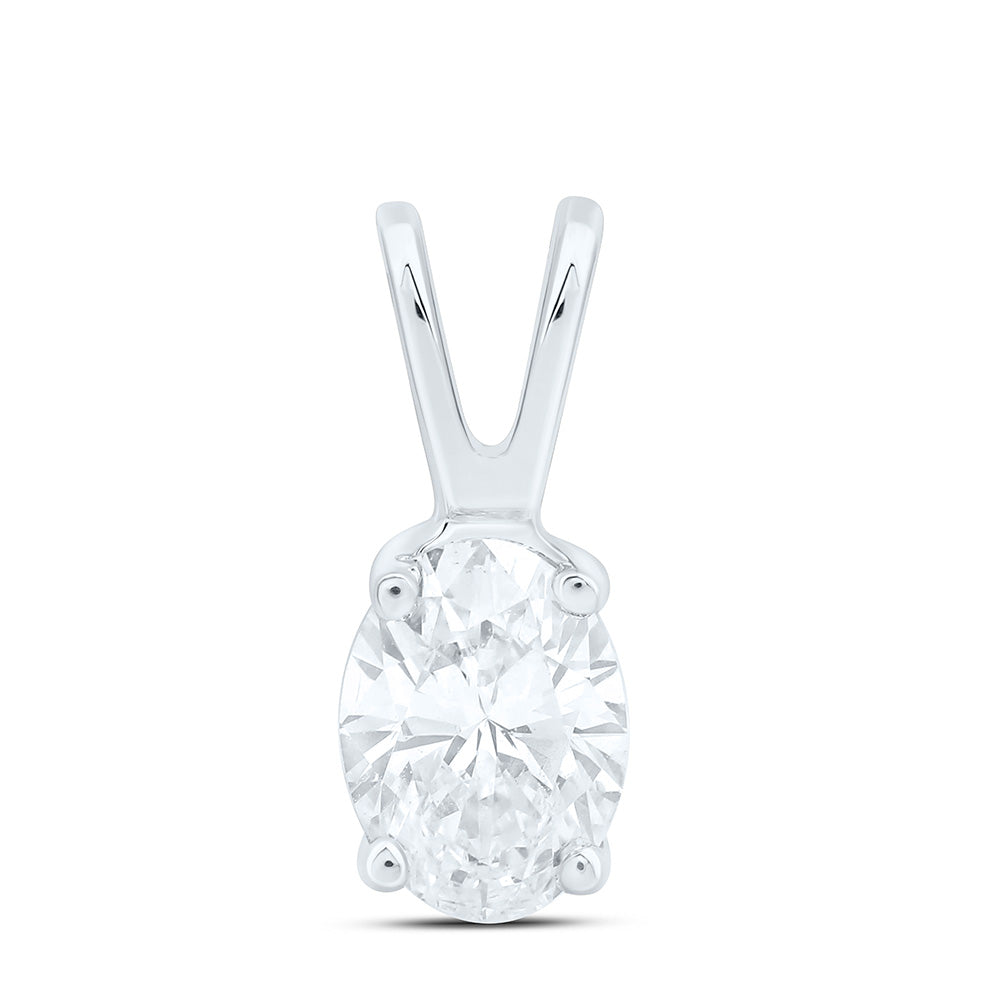 14k Gold 1/2 CTW-Natural Diamond I1 Ij Oval Solitaire Pendant