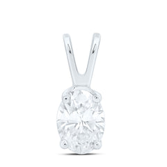 14k Gold 1/2 CTW-Natural Diamond I1 Ij Oval Solitaire Pendant