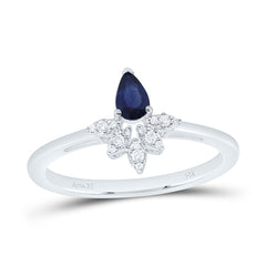 14k Gold 1/20 CTW-Natural Diamond 5X3MM-Ps-Bs Natural Gemstone Ring