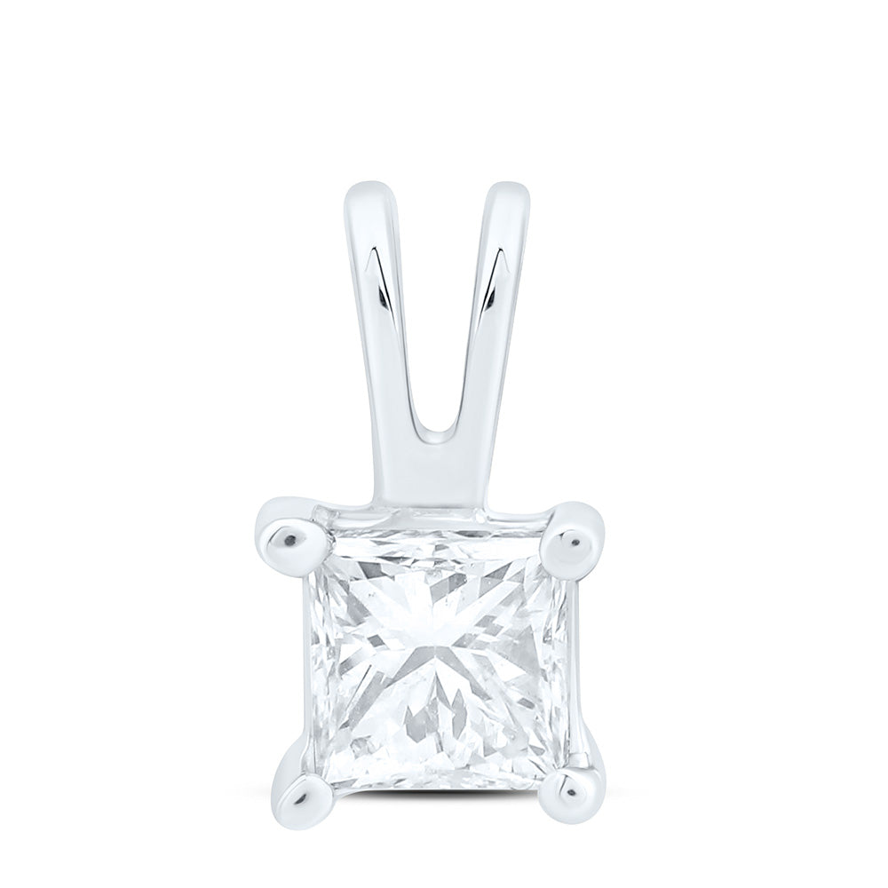 14k Gold 1/5 CTW-Natural Diamond I1 Ij Princess Solitaire Pendant